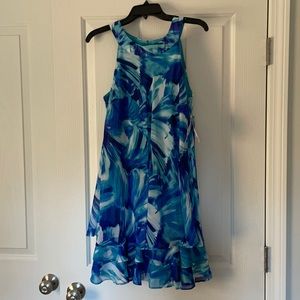 NWT gorgeous teal blue ruffle hem sleeveless dress.